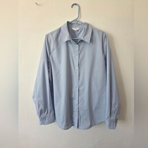 NEW Time & Tru Blue Cotton Blouse Top Professional Workwear Office Career XL